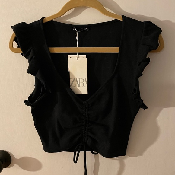 Zara Tops - ZARA Womens ruffled sleeve crop top, size large